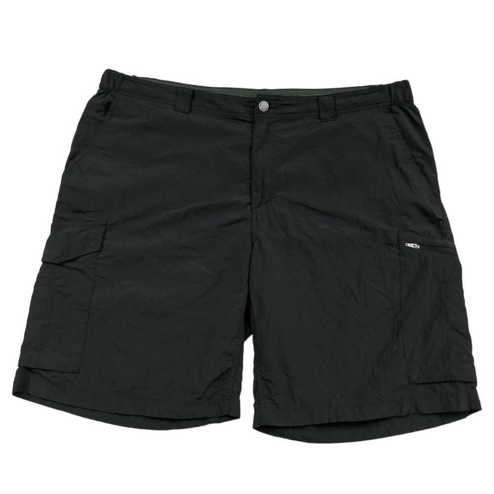 Columbia Mens 42 Black Cargo Shorts Lightweight Nylon Trail Travel Outdoor